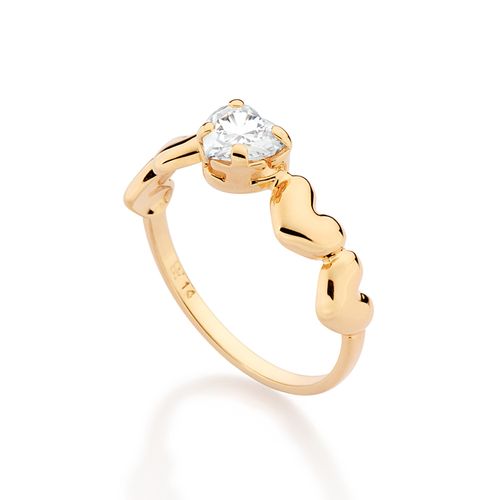 GOLD STUDDED MULTIPLE HEARTS SKINNY RING