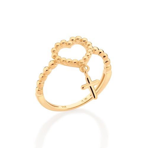GOLD HEART ROSARY RING