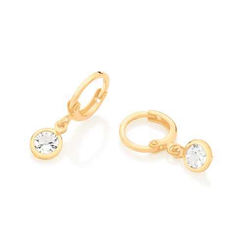 GOLD POINT OF LIGHT HUGGIE EARRINGS