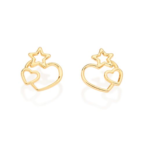GOLD HEARTS AND STARS STUD EARRINGS