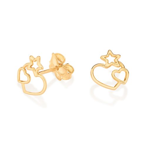GOLD HEARTS AND STARS STUD EARRINGS