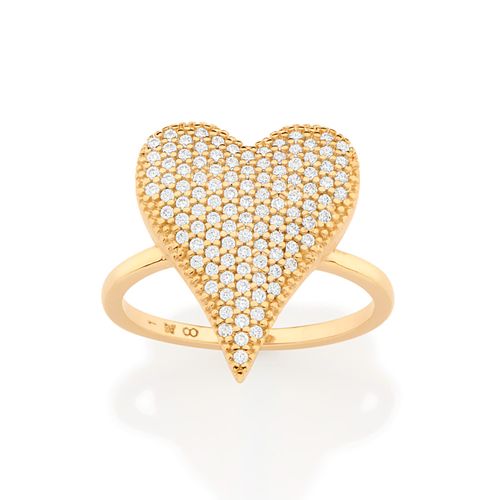 GOLD STONE HEART MAXI RING