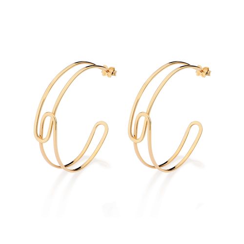 GOLD CROSSED PATHS HOOP EARRINGS