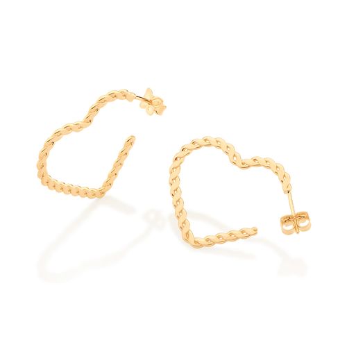 GOLD ROPE HEART MEDIUM HOOP EARRINGS