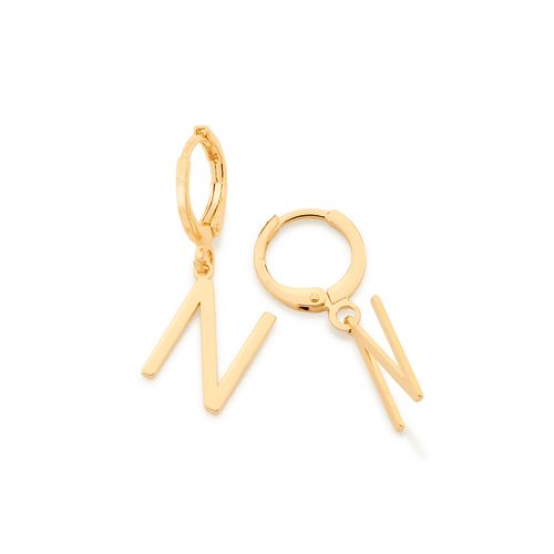GOLD LETTER HUGGIE EARRINGS -LETTER N
