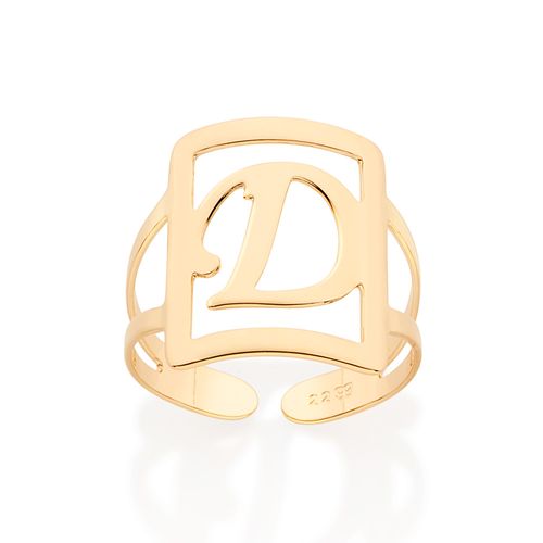 GOLD INITIAL SQUARE MAXI RING-LETTER D