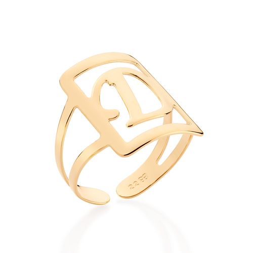 GOLD INITIAL SQUARE MAXI RING-LETTER D