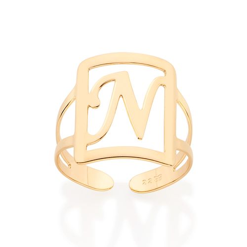 GOLD INITIAL SQUARE MAXI RING-LETTER N
