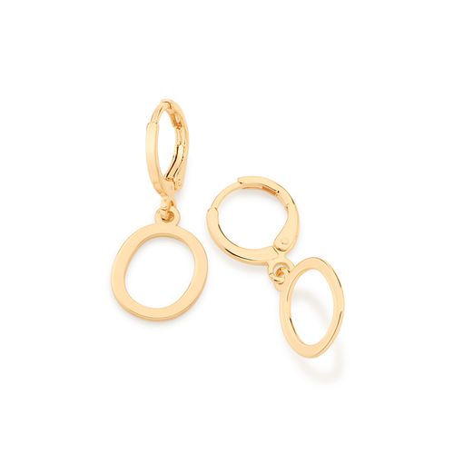 GOLD LETTER HUGGIE EARRINGS -LETTER O