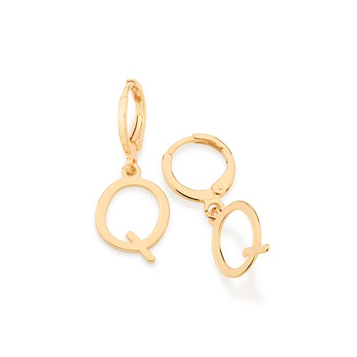 GOLD LETTER HUGGIE EARRINGS -LETTER Q