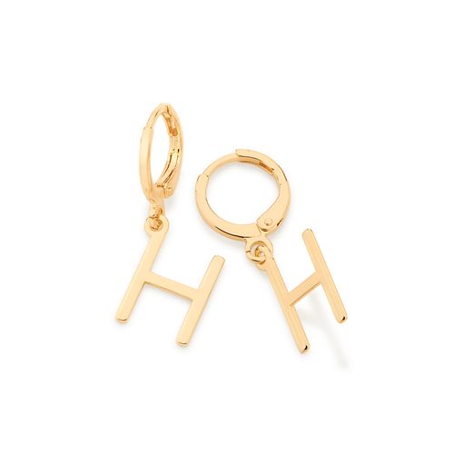 GOLD LETTER HUGGIE EARRINGS -LETTER H