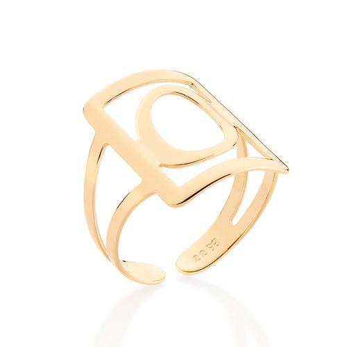 GOLD INITIAL SQUARE MAXI RING-LETTER O
