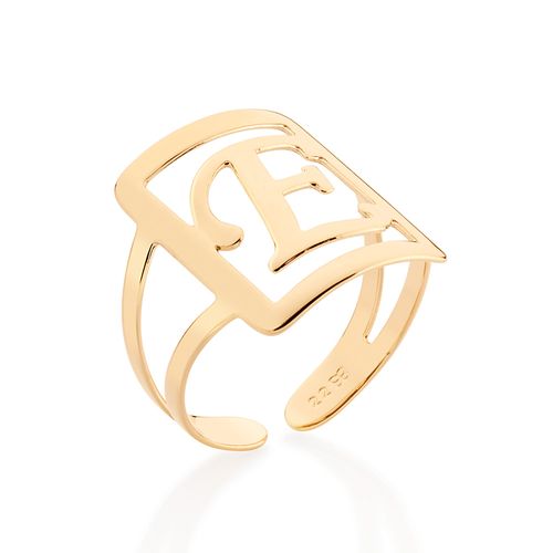 GOLD INITIAL SQUARE MAXI RING-LETTER E