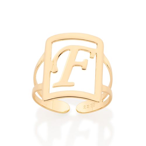 GOLD INITIAL SQUARE MAXI RING-LETTER F