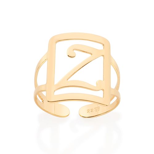 GOLD INITIAL SQUARE MAXI RING-LETTER Z