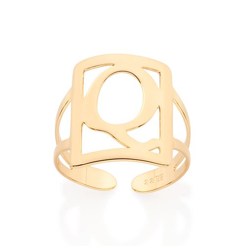 GOLD INITIAL SQUARE MAXI RING-LETTER Q