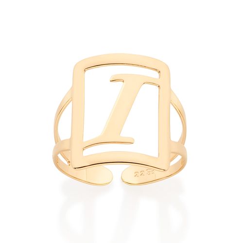 GOLD INITIAL SQUARE MAXI RING-LETTER I