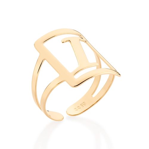 GOLD INITIAL SQUARE MAXI RING-LETTER I