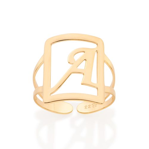 GOLD INITIAL SQUARE MAXI RING-LETTER A