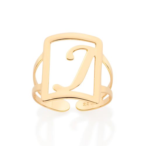 GOLD INITIAL SQUARE MAXI RING-LETTER J