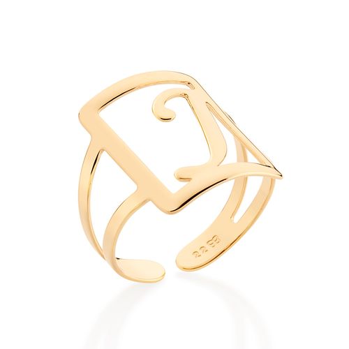 GOLD INITIAL SQUARE MAXI RING-LETTER J