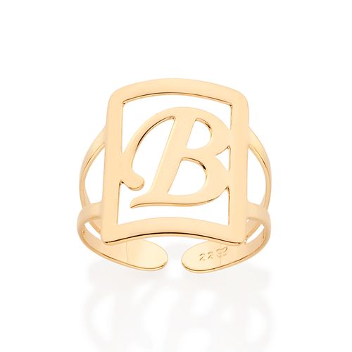 GOLD INITIAL SQUARE MAXI RING-LETTER B
