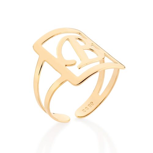 GOLD INITIAL SQUARE MAXI RING-LETTER B