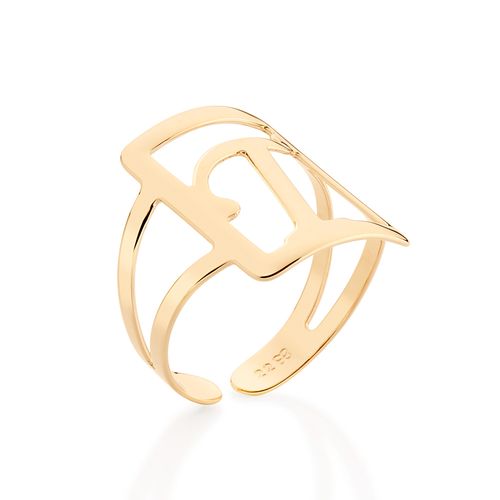 GOLD INITIAL SQUARE MAXI RING-LETTER T