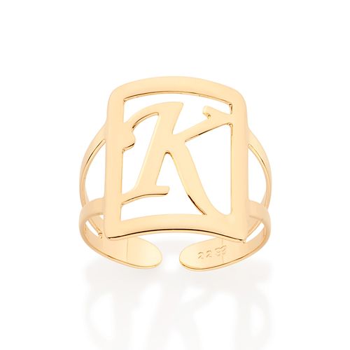GOLD INITIAL SQUARE MAXI RING-LETTER K