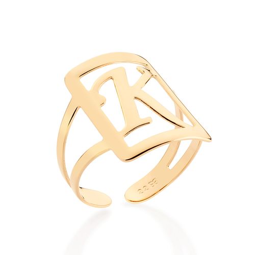GOLD INITIAL SQUARE MAXI RING-LETTER K