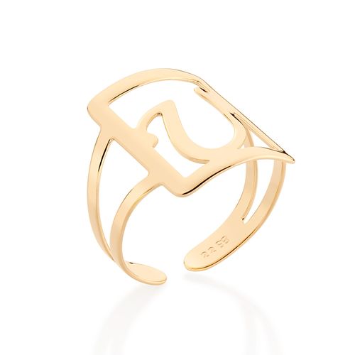 GOLD INITIAL SQUARE MAXI RING-LETTER U