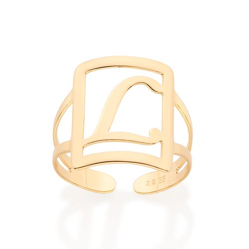 GOLD INITIAL SQUARE MAXI RING-LETTER L