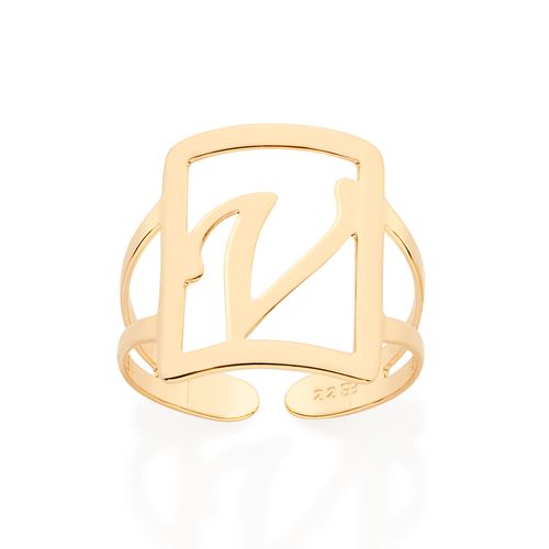 GOLD INITIAL SQUARE MAXI RING-LETTER V