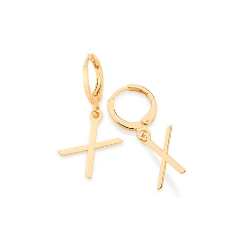 GOLD LETTER HUGGIE EARRINGS -LETTER X