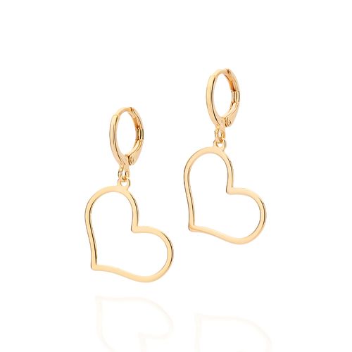 GOLD THIN HEART HUGGIE EARRINGS