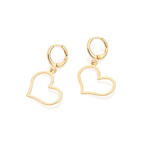 GOLD THIN HEART HUGGIE EARRINGS