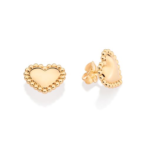GOLD BEATING HEART STUD EARRINGS