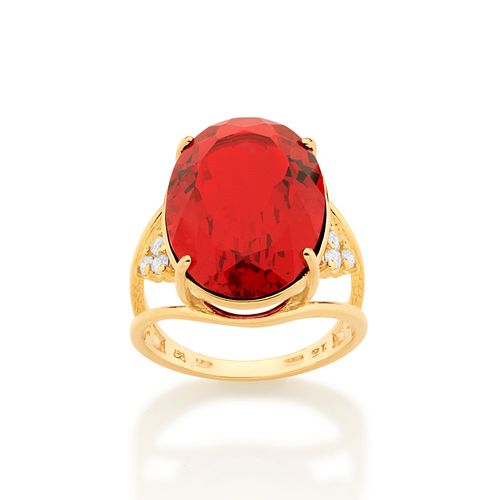 GOLD TRADITIONAL ROYALTY RING IN RED