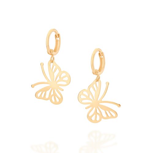 GOLD BUTTERFLY OUTLINE HUGGIE EARRINGS