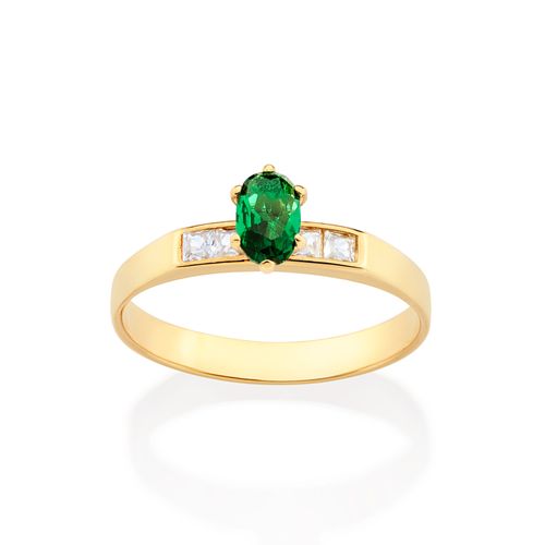 GOLD HOLIDAY SURPRISE SOLITAIRE RING IN GREEN