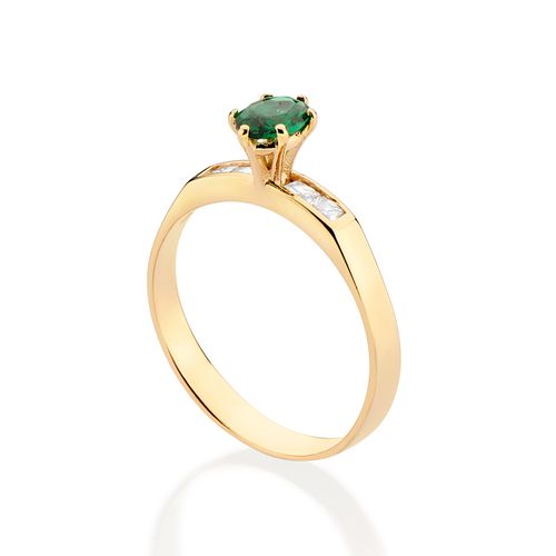 GOLD HOLIDAY SURPRISE SOLITAIRE RING IN GREEN