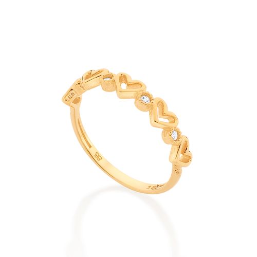 GOLD BEATING HEART SKINNY RING