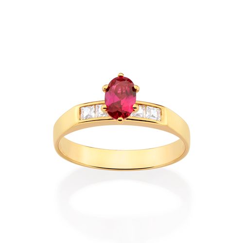 GOLD HOLIDAY SURPRISE SOLITAIRE RING IN RED
