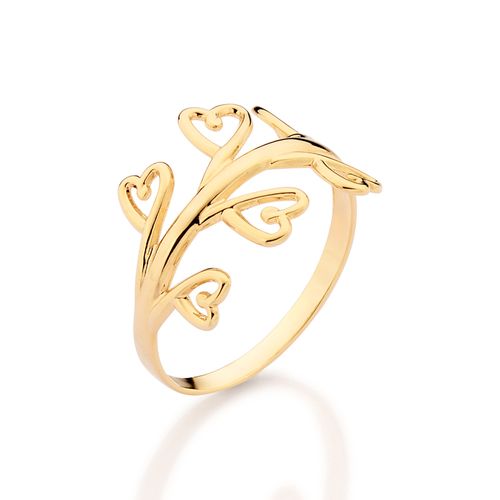 GOLD BLOOMING HEARTS SKINNY RING