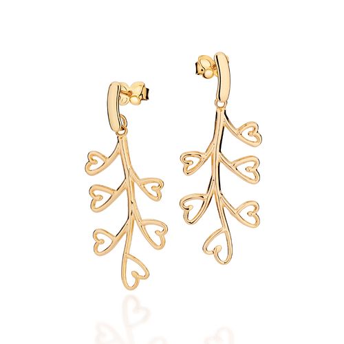 GOLD BLOOMING HEARTS PENDULUM EARRINGS