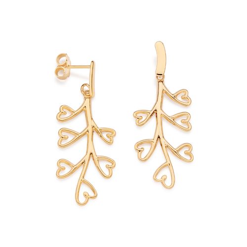 GOLD BLOOMING HEARTS PENDULUM EARRINGS