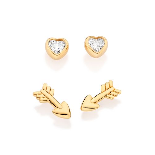 GOLD CUPIDS ARROW STUD EARRINGS KIT
