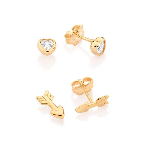 GOLD CUPIDS ARROW STUD EARRINGS KIT