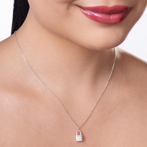 SILVER 925 LOCKED ON YOU NECKLACE