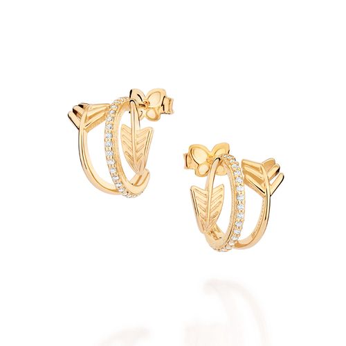 GOLD CUPIDS ARROW HUGGIE EARRINGS